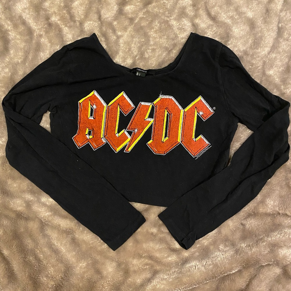 Forever21 AC/DC Crop Top Black Large